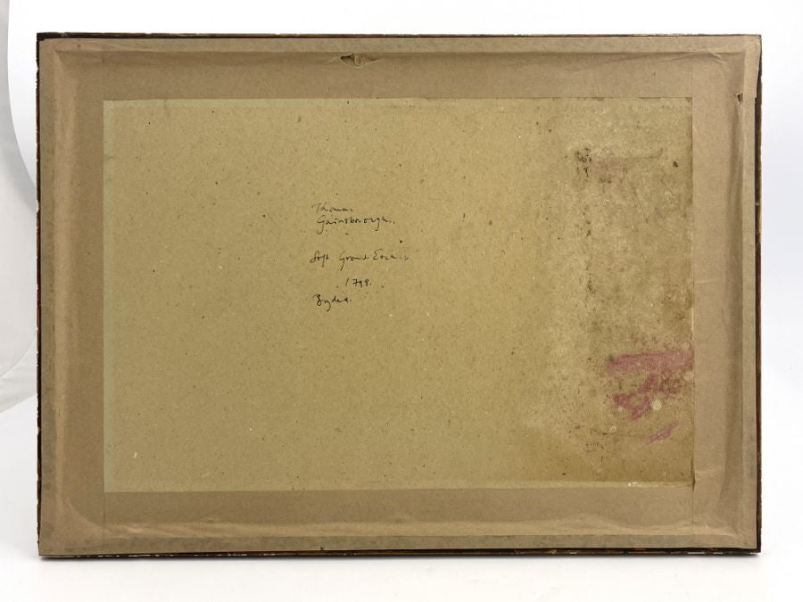 Rare "After" Thomas Gainsborough, soft ground etching – Wooded River Landscape with Shepherd and Sheep