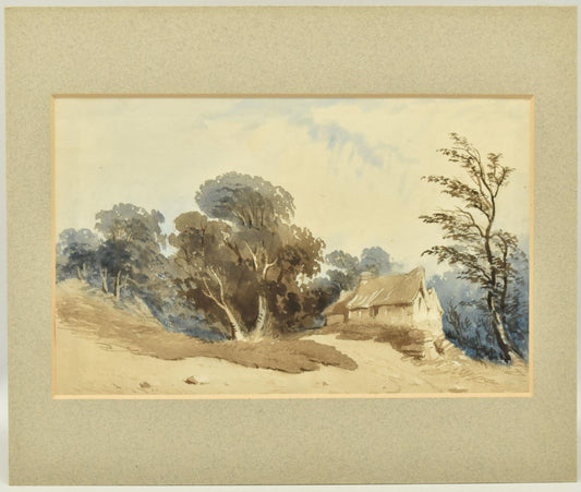 Circle of Henry Bright (1819-1873) – Landscape with cottage and trees