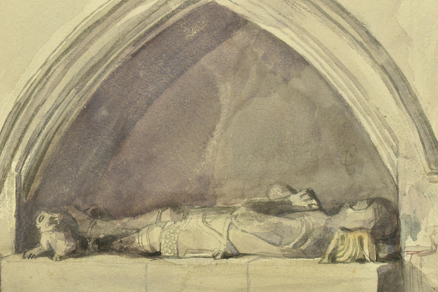Circle of George Cattermole (1800-1868) – A Study of Tomb of Knight