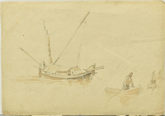Circle of George Chinnery (1774-1852) – Sampans on Water, Macau, circa 1836