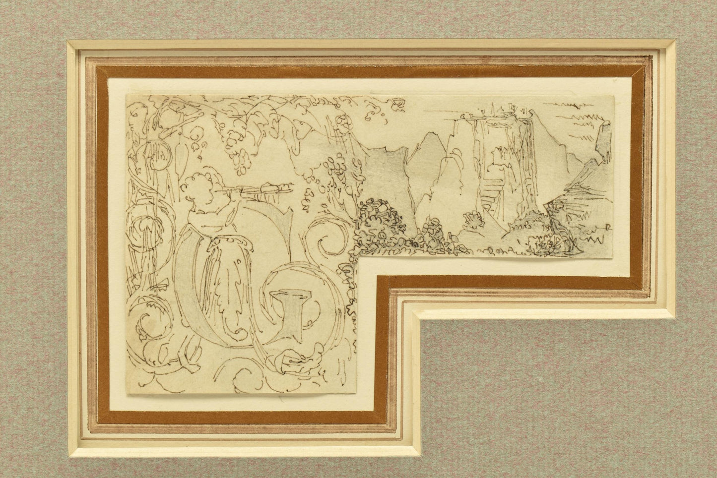 Circle of William Pitts (1790-1840) – RARE: Horn Blowing Nymph/Satyr transformed into letter G