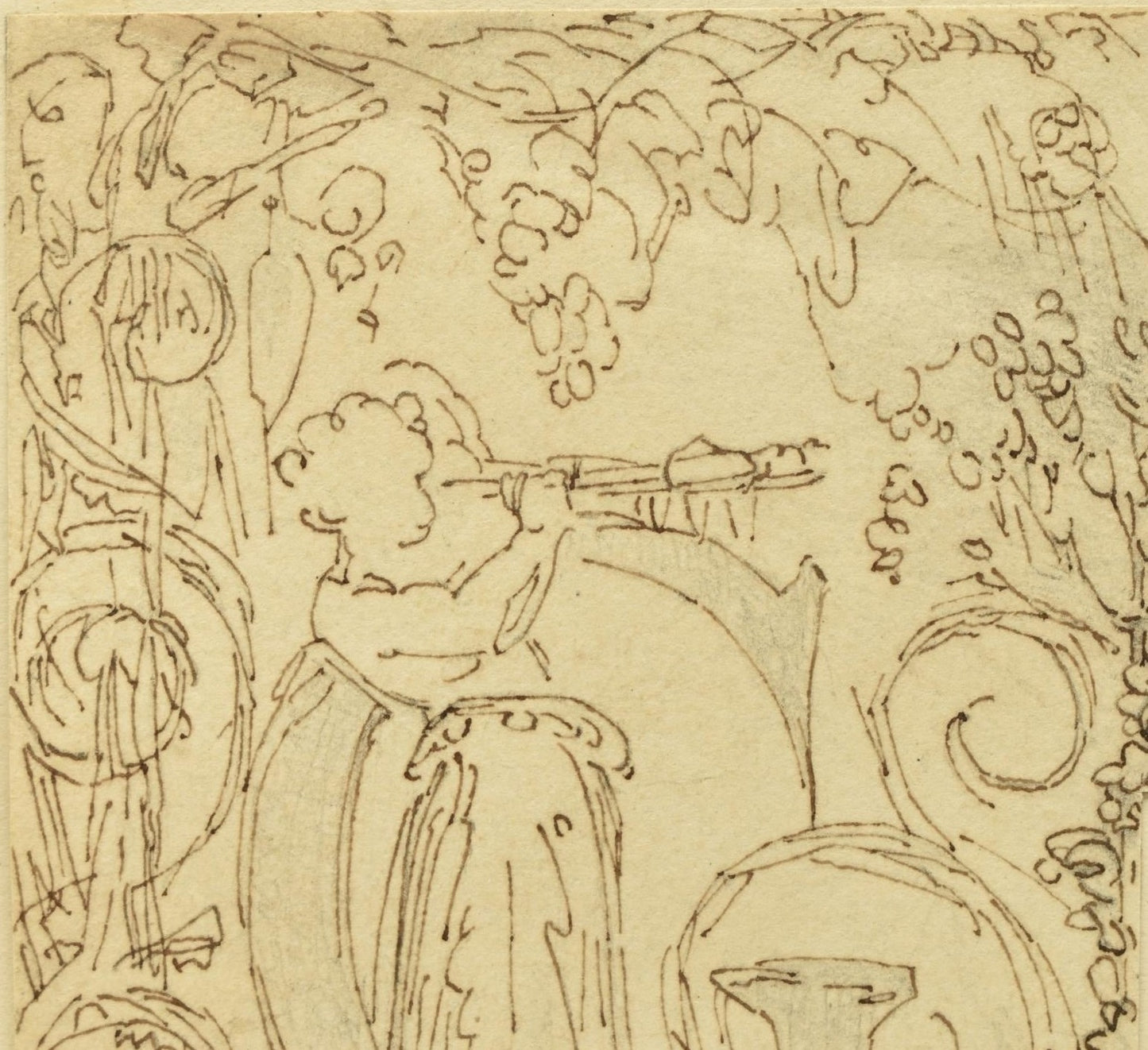 Circle of William Pitts (1790-1840) – RARE: Horn Blowing Nymph/Satyr transformed into letter G