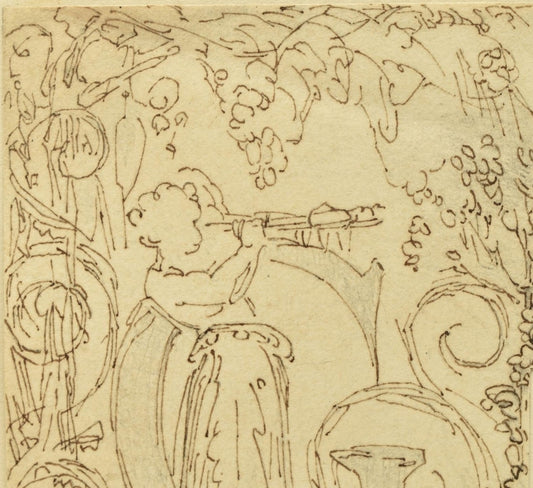 Circle of William Pitts (1790-1840) – RARE: Horn Blowing Nymph/Satyr transformed into letter G