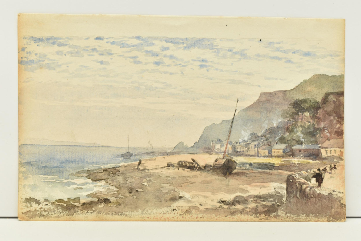 James George Philip, watercolour – 19th century coastal study, Mumbles, Cornwall