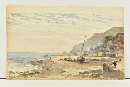 James George Philip, watercolour – 19th century coastal study, Mumbles, Cornwall