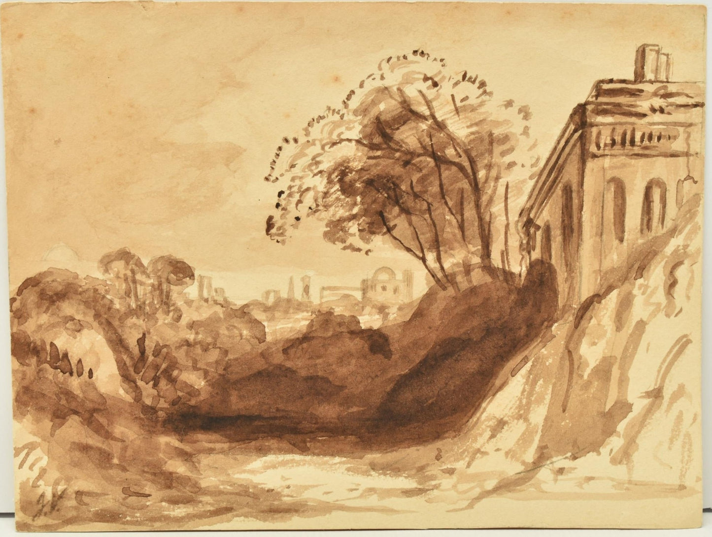 John Varley (1788-1842) – Landscape study with buildings
