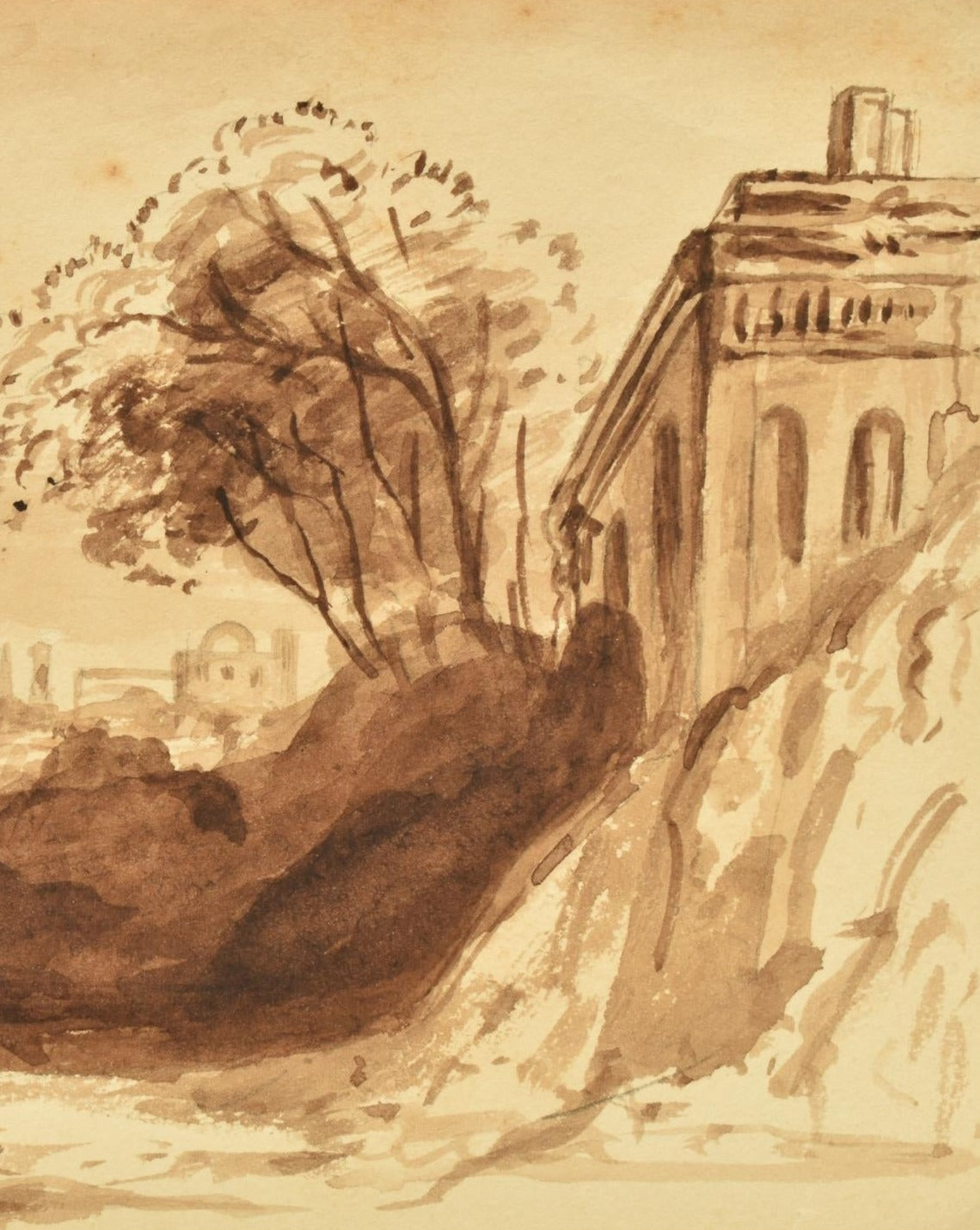 John Varley (1788-1842) – Landscape study with buildings