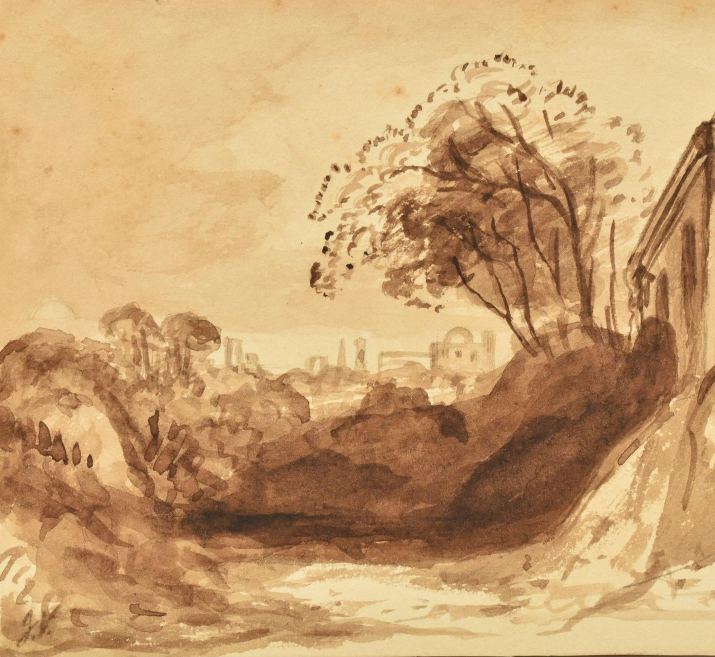John Varley (1788-1842) – Landscape study with buildings