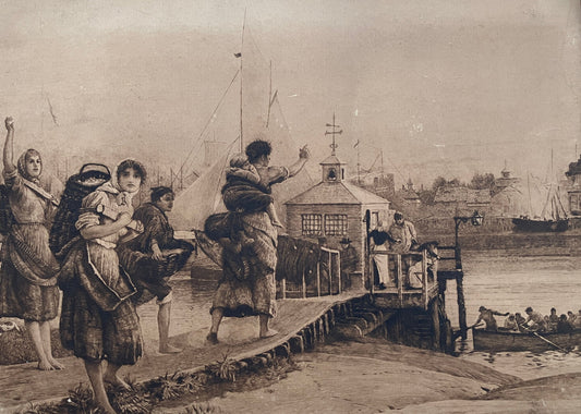 Robert Walker Macbeth (1848-1910) rare etching – Late for Ferry Boat, King's Lynn, Norfolk