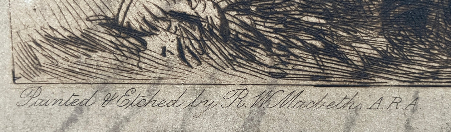 Robert Walker Macbeth (1848-1910) rare etching – Late for Ferry Boat, King's Lynn, Norfolk