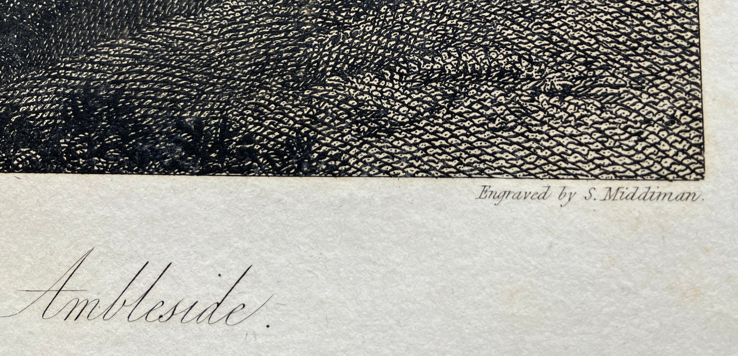 Joseph Farington (1747-1821) – antique engraving Waterfall at Ambleside 1816