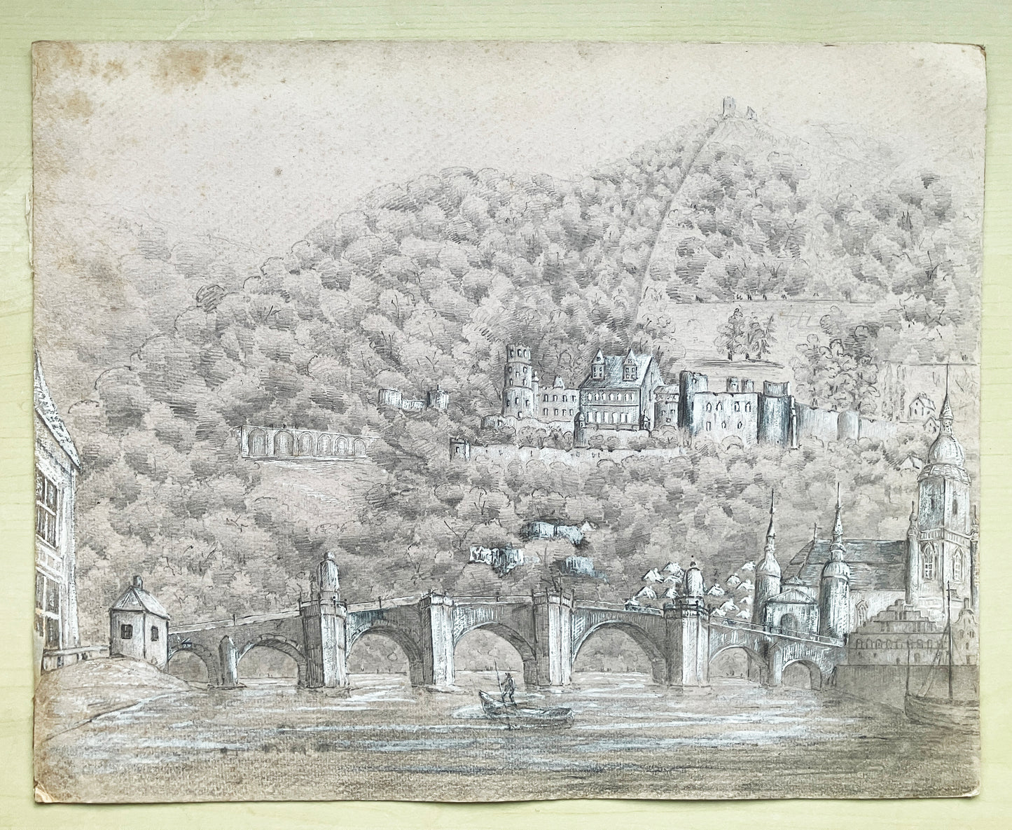Heidelberger from the Rhine – pencil and chalk on paper ~