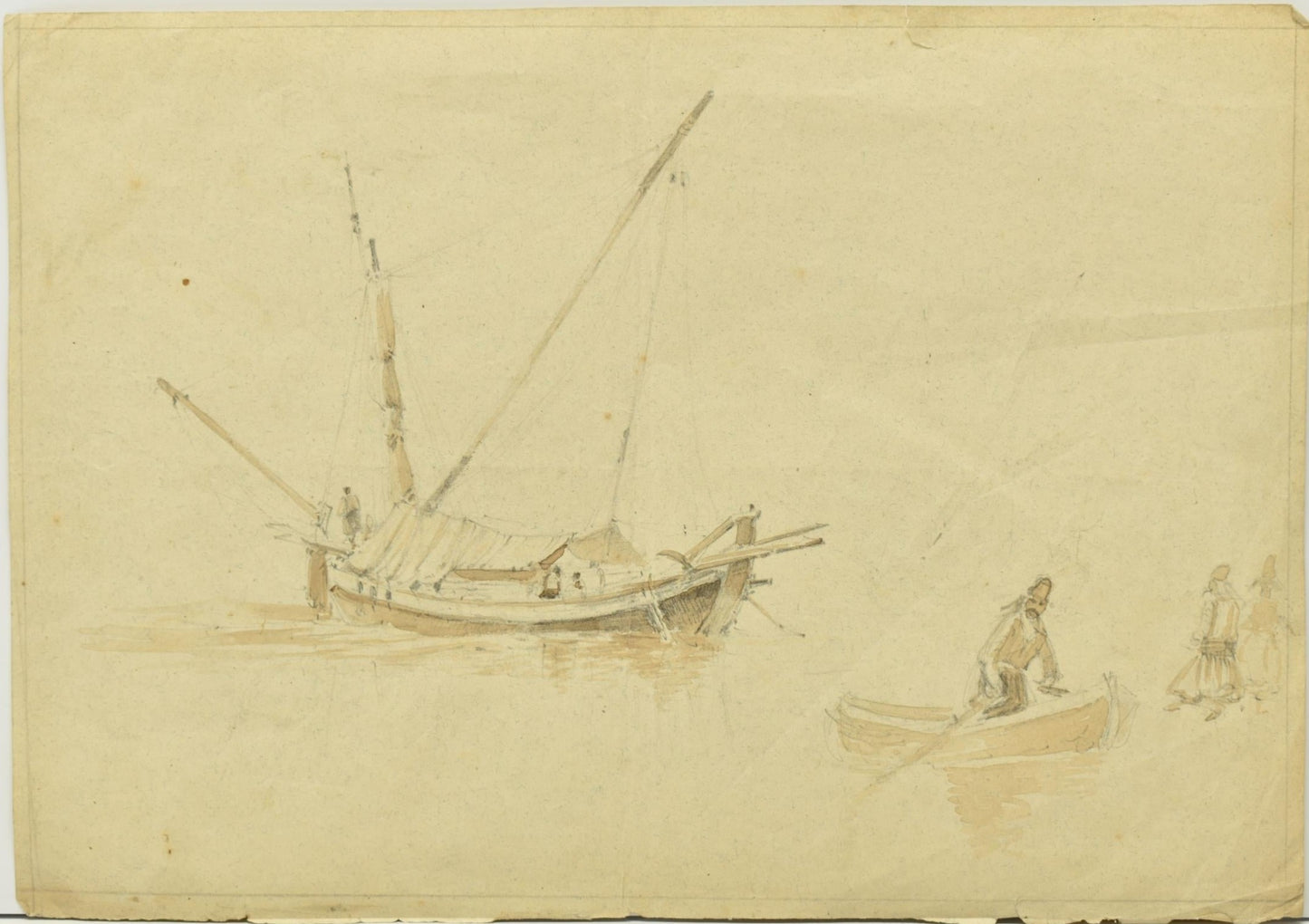 Circle of George Chinnery (1774-1852) – Sampans on Water, Macau, circa 1836