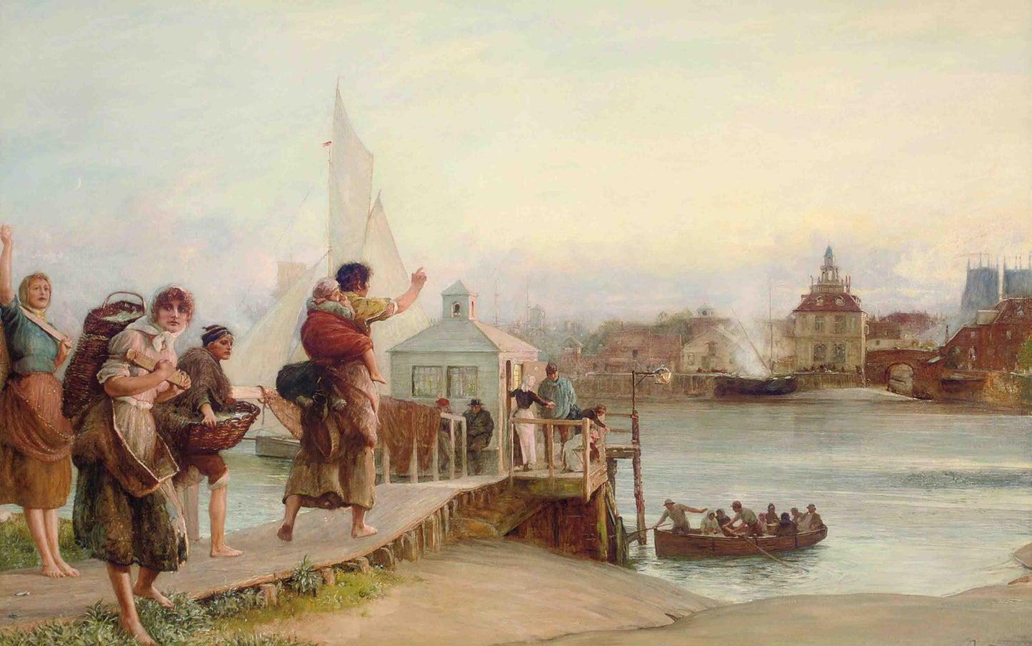 Robert Walker Macbeth (1848-1910) rare etching – Late for Ferry Boat, King's Lynn, Norfolk